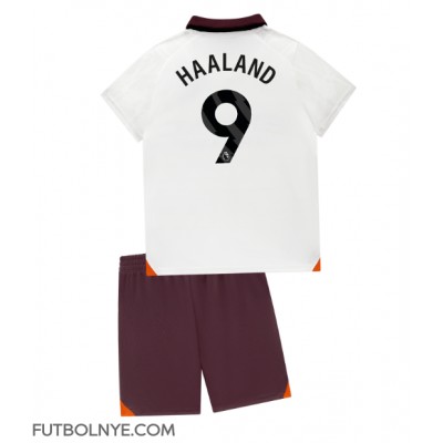 Camiseta Manchester City Erling Haaland #9 Visitante Equipación para niños 2023-24 manga corta (+ pantalones cortos)